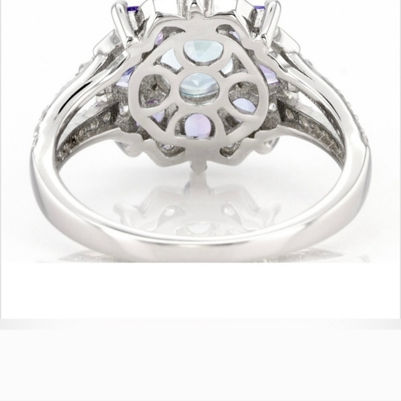 Genuine Glacier Topaz & Tanzanite Ring in Sterling Silver Size 8 New - Picture 3 of 3